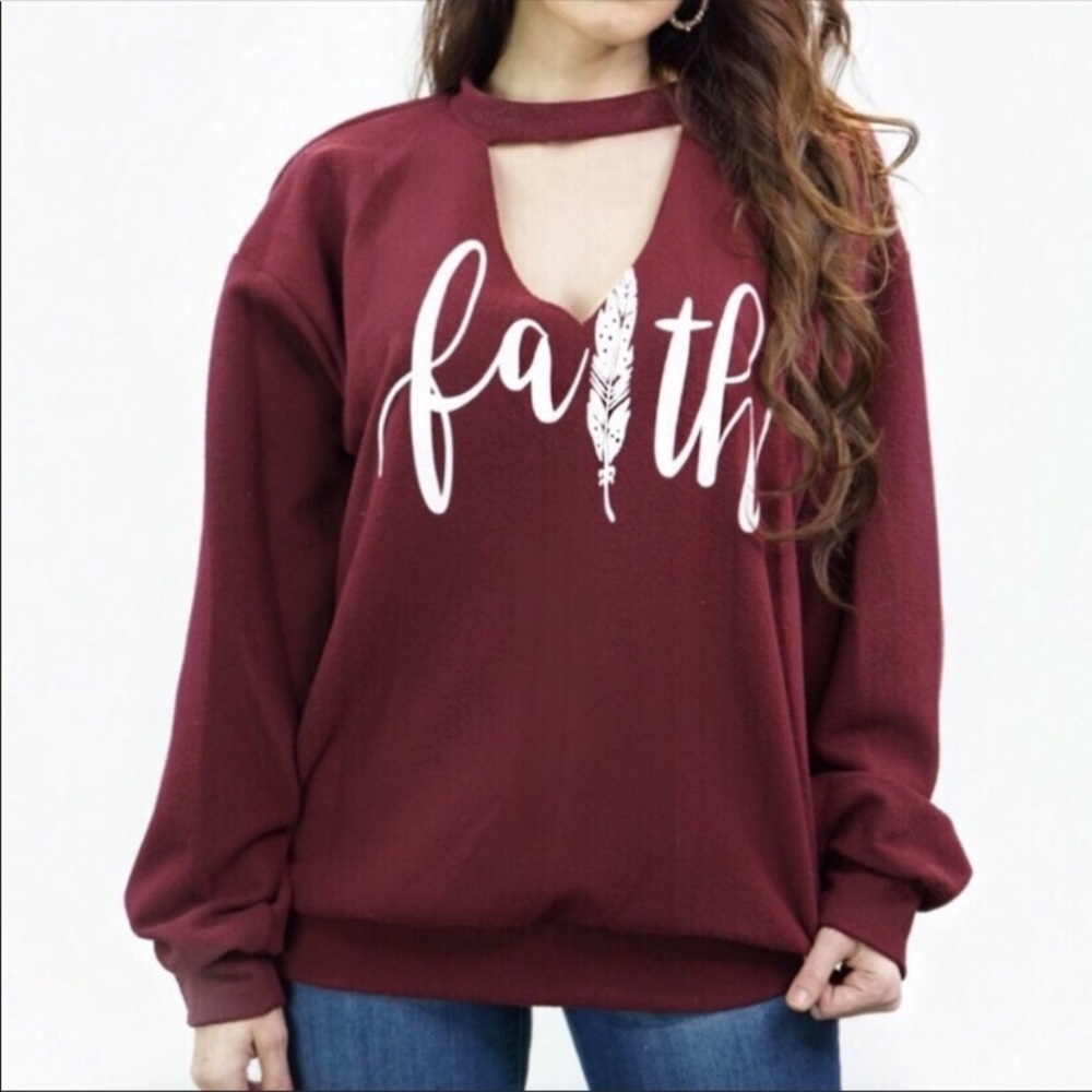 Burgundy Faith choker top